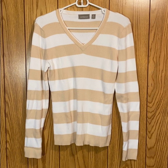 croft & barrow Sweaters - 🔥Cream & White Striped Sweater / WOMENS / Croft & Barrow Size Medium
